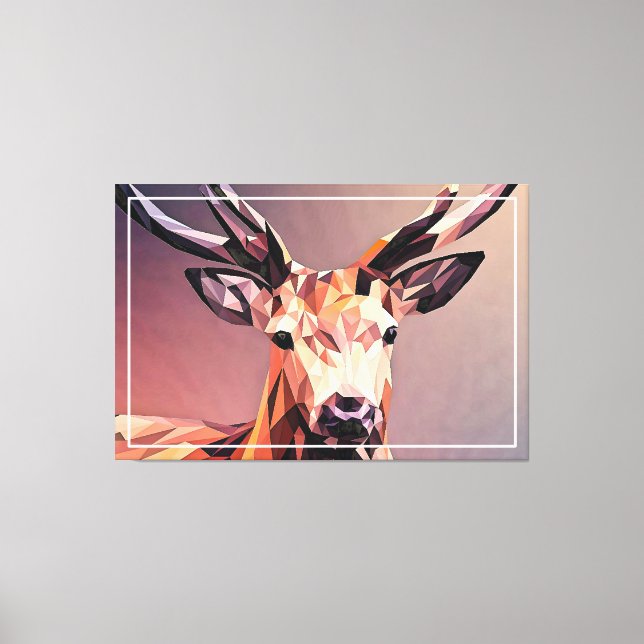 Hirsch Small Poly Art Design Leinwanddruck (Vorderseite)