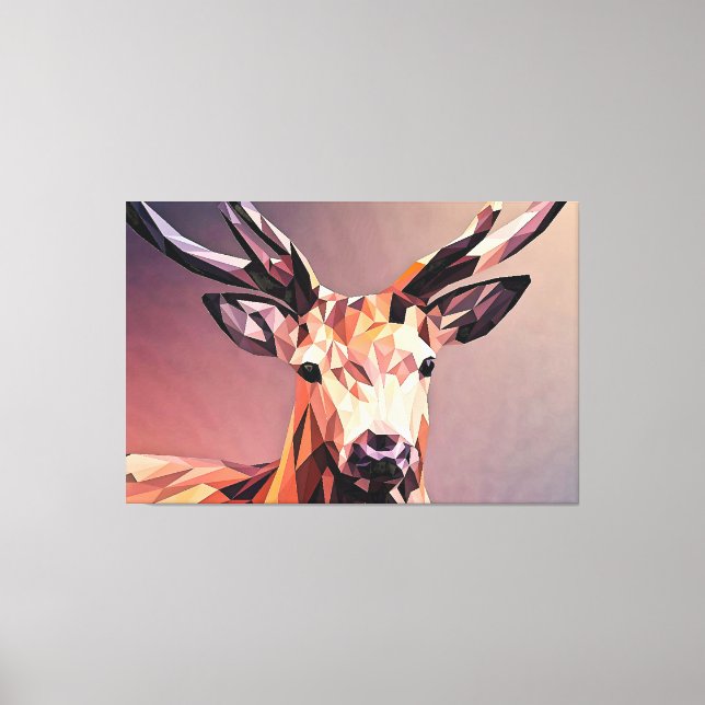 Hirsch Small Poly Art Design Leinwanddruck (Vorderseite)