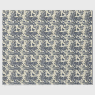 Hirsch-Toile-Muster Waldlandschaft Botanisch Geschenkpapier