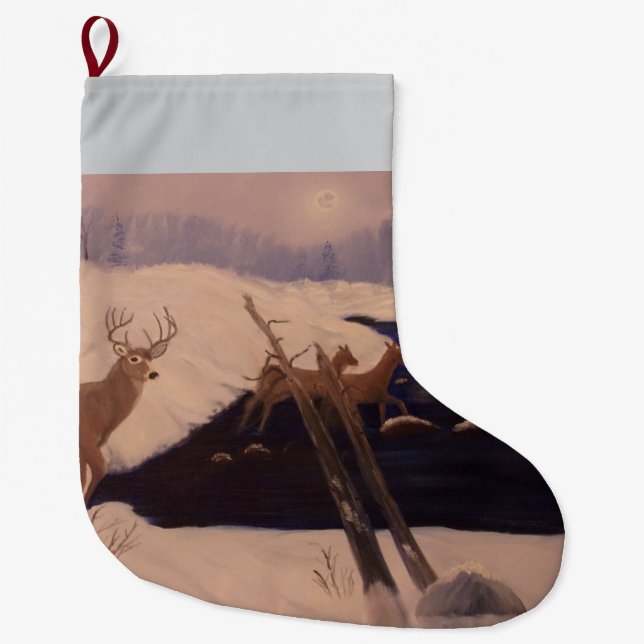 Hirsch über Weihnachten Strumpf Großer Weihnachtsstrumpf (Vorderseite)