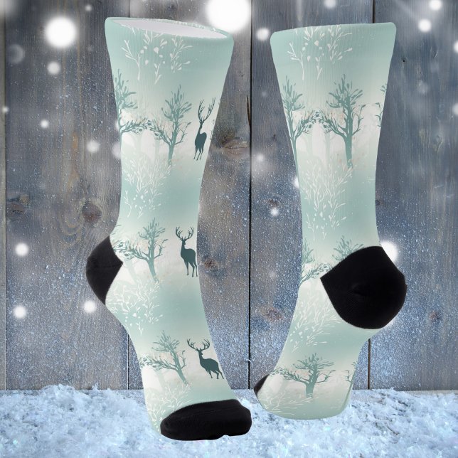 Hirsch- und Baummuster Socken (Von Creator hochgeladen)