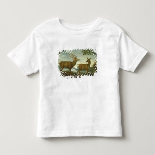 Hirsch und Hinter in einer bewaldeten Landschaft Kleinkind T-shirt