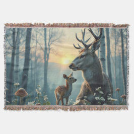 Hirsch und Hirschkalb bei Sonnenuntergang Decke