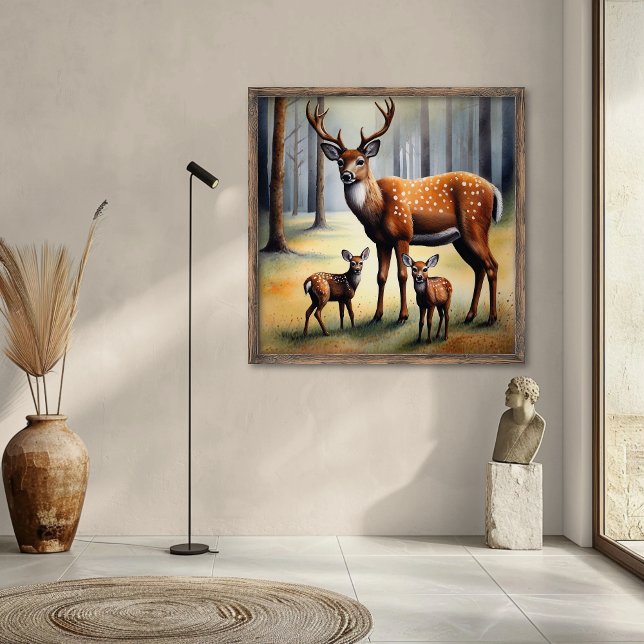 Hirsch und Kitze im Wald Wildtiere Poster (Von Creator hochgeladen)