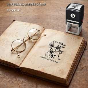 Hirsch-und-Reh-Paar Ex-Libris-Wald-Bookplate Permastempel