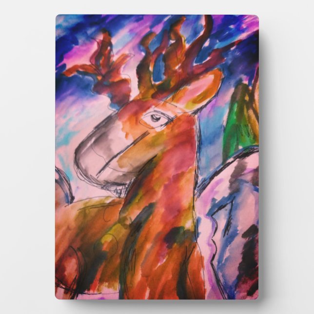 Hirsch und Winter Fotoplatte (Vorderseite)