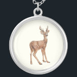 Hirsch Versilberte Kette<br><div class="desc">Handgemalte Abbildung eines gepunkteten Hirsches</div>