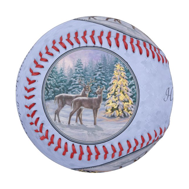 Hirsch & Weihnachtsbaum Winter Blue Baseball (Vorderseite Links)