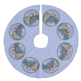 Hirsch & Weihnachtsbaum Winter Blue Leinenimitat Weihnachtsbaumdecke