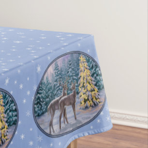 Hirsch & Weihnachtsbaum Winter Blue Tischdecke