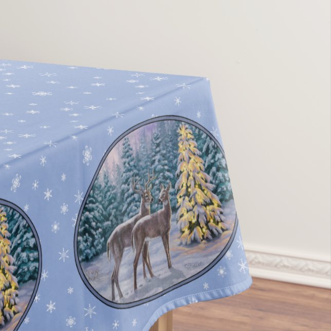 Hirsch & Weihnachtsbaum Winter Blue Tischdecke (Beispiel)
