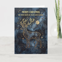 Hirsch Weihnachtskarte mit himmlischem Motiv