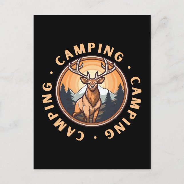 Hirsch - Wildnis - Camping Postkarte (Vorderseite)