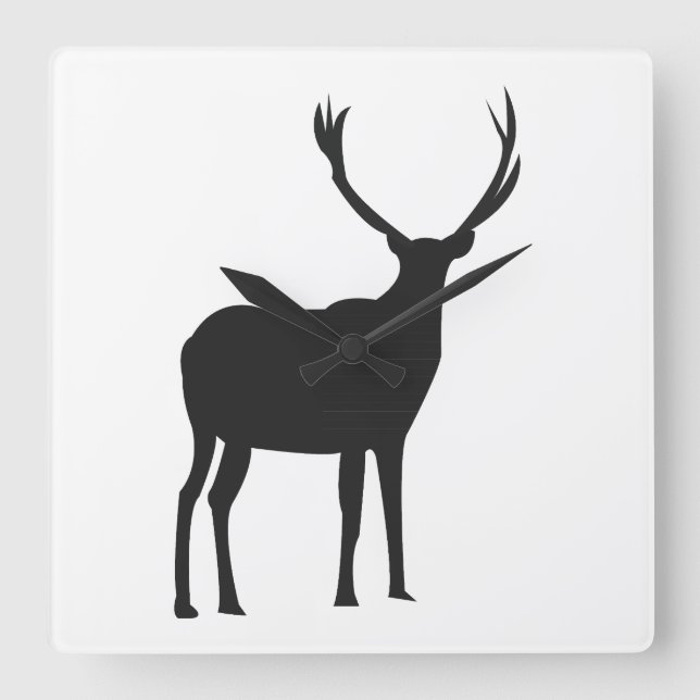 Hirsch Wildtier Geweihe Hirsch Quadratische Wanduhr (Vorderseite)