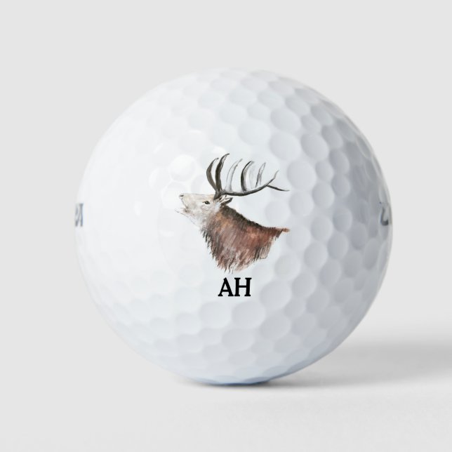 Hirschantler Monogram Junting Buck Forest Golfball (Vorderseite)