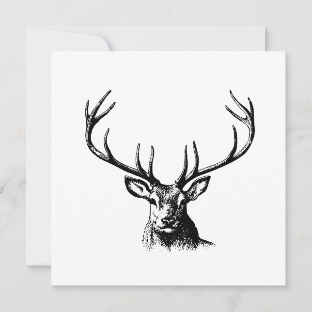 Hirschantler Natur Wildtierhorns Kopfkissen Einladung (Vorderseite)