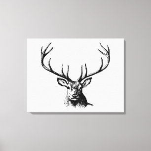 Hirschantler Natur Wildtierhorns Kopfkissen Leinwanddruck