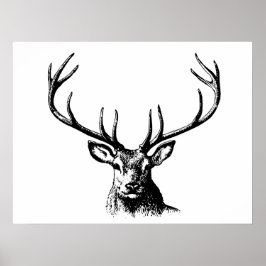 Hirschantler Natur Wildtierhorns Kopfkissen Poster
