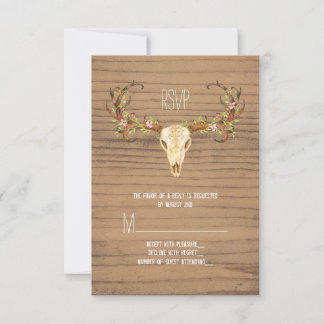 Hirschantler Rustic Wood Southwestern Wedding RSVP Karte