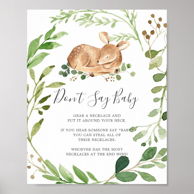 HirschBaby-Dusche sagt kein Baby-Zeichen Poster (Vorne)