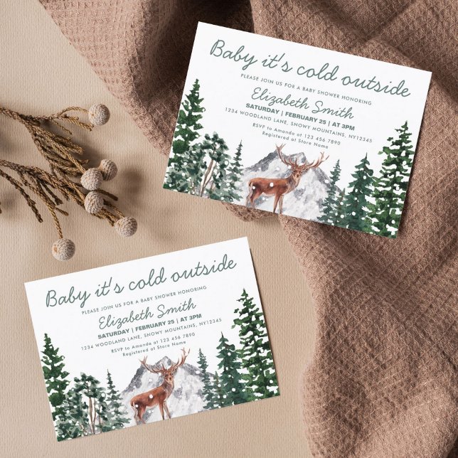 Hirschbaby Es ist kalte Outside Boy Baby Dusche Einladung (Von Creator hochgeladen)
