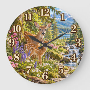 Hirschbergsee & Wildblumen-Uhr Große Wanduhr