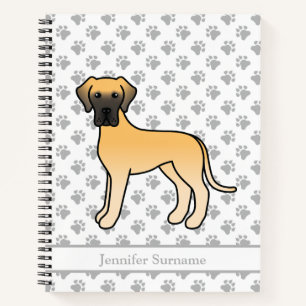 Hirschbraune Dogge Süßer Cartoon-Hund & Text Notizbuch