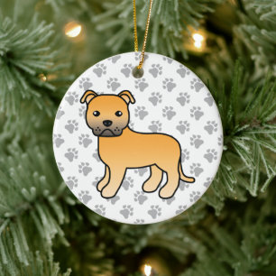 Hirschbrauner Staffordshire Bull Terrier Süßer Car Keramik Ornament