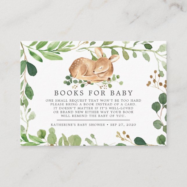 Hirschbücher für Baby-Duschkarte Begleitkarte (Vorderseite)