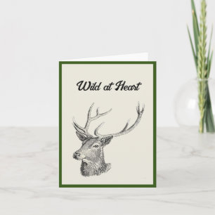 Hirschbuck Kopf mit Antlern Schwarz und Weiß Kunst Karte