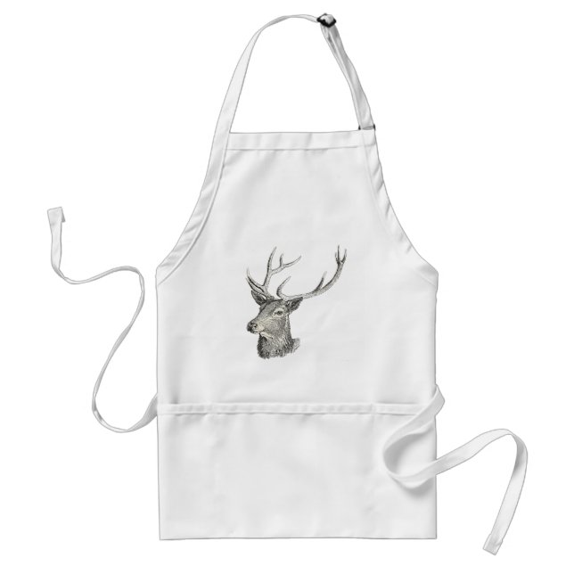Hirschbuck Kopf mit Antlern Schwarz und Weiß Kunst Schürze (Vorne)