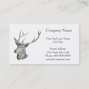 Hirschbuck Kopf mit Antlern Schwarz und Weiß Kunst Visitenkarte
