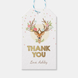 Hirschdanken für das Geschenk Tag Woodland Pink Go Geschenkanhänger
