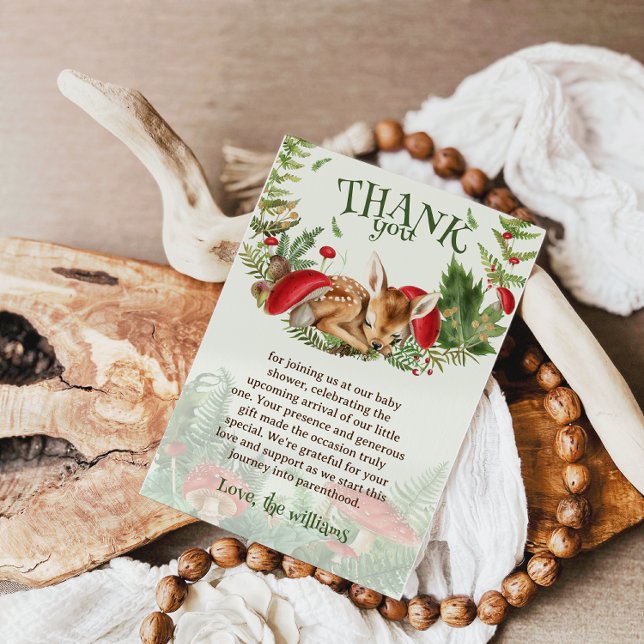 Hirschdusche Niedliche botanische Natur Dankeskarte (Von Creator hochgeladen)