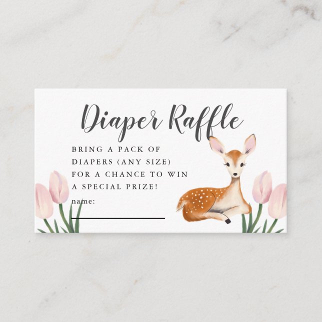 Hirschdusche Rosa Windeln Raffle Ticket Begleitkarte (Vorderseite)