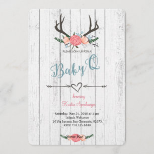 Hirsche Antler Baby Q Dusche Einladung
