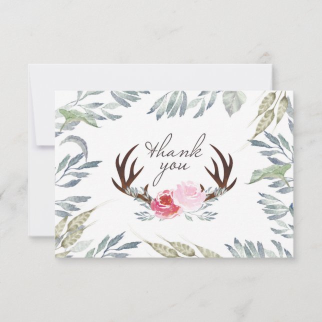 Hirsche Antler Girl Babydusche Danke Karte (Vorderseite)