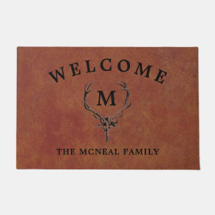 Hirsche Antlers Imitate Leather Fußmatte