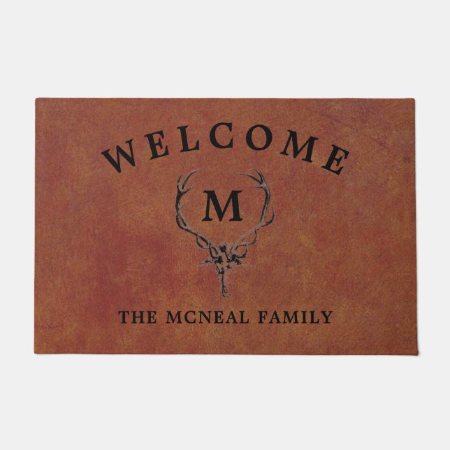 Hirsche Antlers Imitate Leather Fußmatte (Vorderseite)