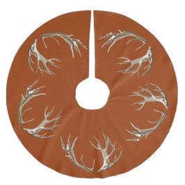Hirsche Antlers Rust Orange Weihnachtsbaumrock Polyester Weihnachtsbaumdecke