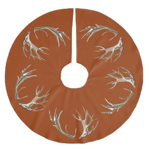 Hirsche Antlers Rust Orange Weihnachtsbaumrock Polyester Weihnachtsbaumdecke