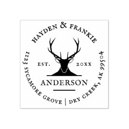 Hirsche Antlers Rustikale Verheiratete Rücksendead Gummistempel