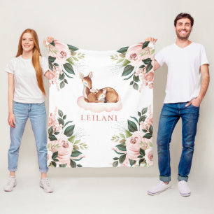 Hirsche Aquarellfarbe Rosa Blütenstaub Fleecedecke