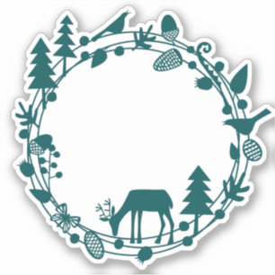 Hirsche auf dem Waldkreisaufkleber Aufkleber