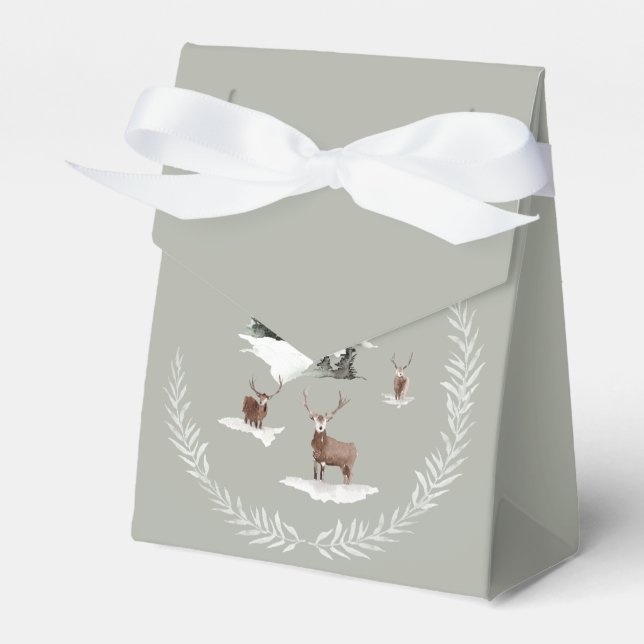 Hirsche auf der Wiese des Schneewaldes Geschenkschachtel (Vorderseite)