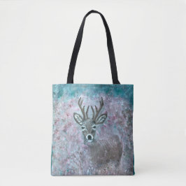 Hirsche auf einem Feld voller Blumen Tasche