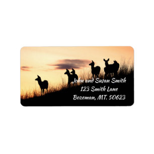 Hirsche auf Hillside bei Sunset Address Label Adressaufkleber