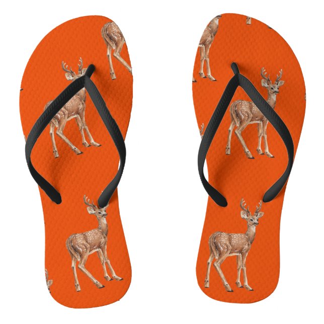 Hirsche auf Rot Flip Flops (Fußbett)