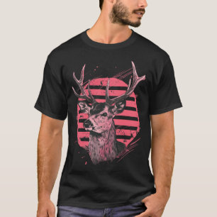 Hirsche auf Vintagen Streifen T-Shirt