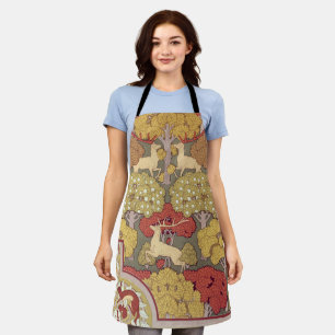 Hirsche, Bäume, Eichhörnchen, Vögel, Rowan Berries Schürze